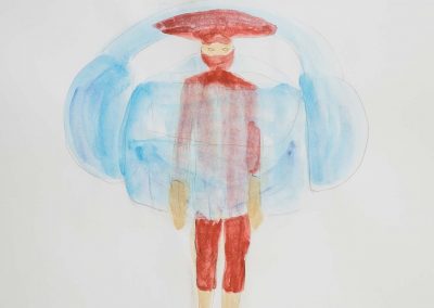 Yuka Oyama, Sketch for SurvivaBall Home Suits—Red (2020), water colour on paper, 21 x 29,7 cm. Photograph: Thomas Kierok